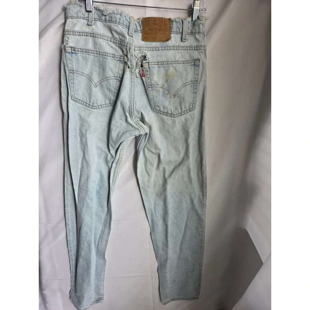 Levi's 550 Jeans Mens Light Blue Light Wash Relaxed Mid Tapered Leg Distressed
